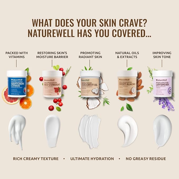 NATURE WELL Red Currant Smooth & Soften Moisturizing Cream For Face, Body, & Hands, Infused With Natural Oils & Extracts, Restores Skin Moisture Barrier, 16 Oz.