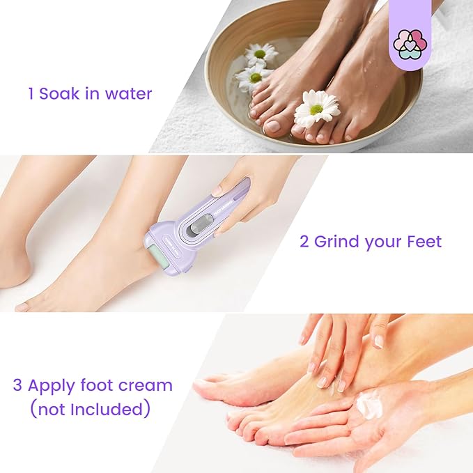 SAVILAND Electric Foot Scrubber 4000 RPM: Professional Callus Remover for Feet Hard Cracked Dry Skin Rechargeable Travel Foot File With 3 Roller Heads Waterproof Pedicure Kit Gifts for Athletes Women
