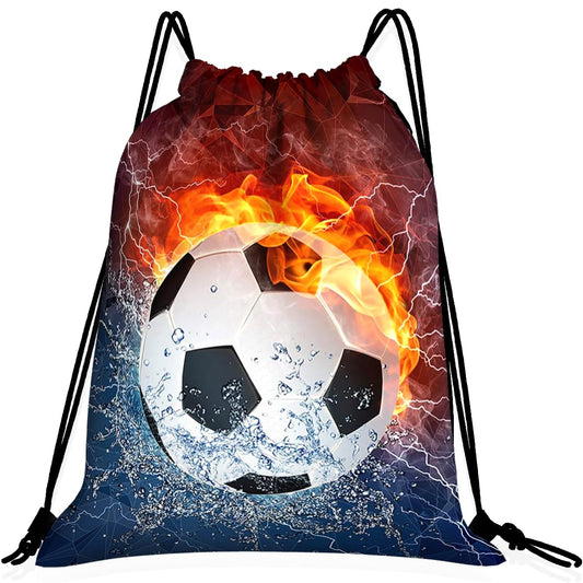 Soccer Drawstring Backpack Gym String Bag Water Resistant Drawstring Sackpack Sport For Womens Mens