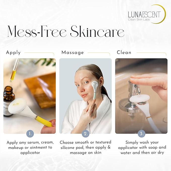 Serum Applicator for Face Sun Yellow Reusable Skincare Applicator Serums, Oils, Medicated Ointments, Sunscreen, Makeup, Face Cream Applicator, Cooling & Warming Face Massager Tool by LUNAESCENT