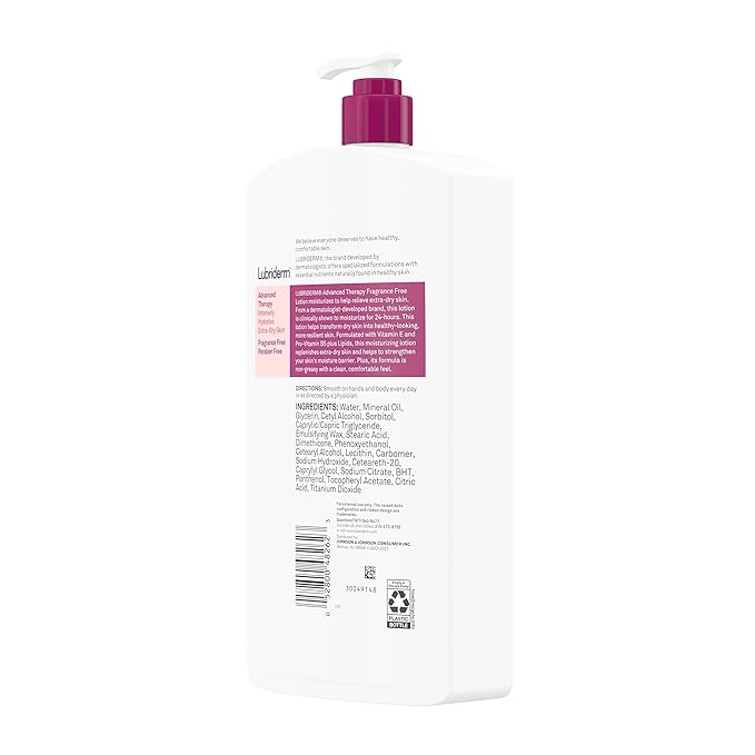 Lubriderm Advanced Therapy Moisturizing Lotion with Vitamins E and B5, Deep Hydration for Extra Dry Skin, Non-Greasy Formula, 24 fl. oz (Pack of 3)