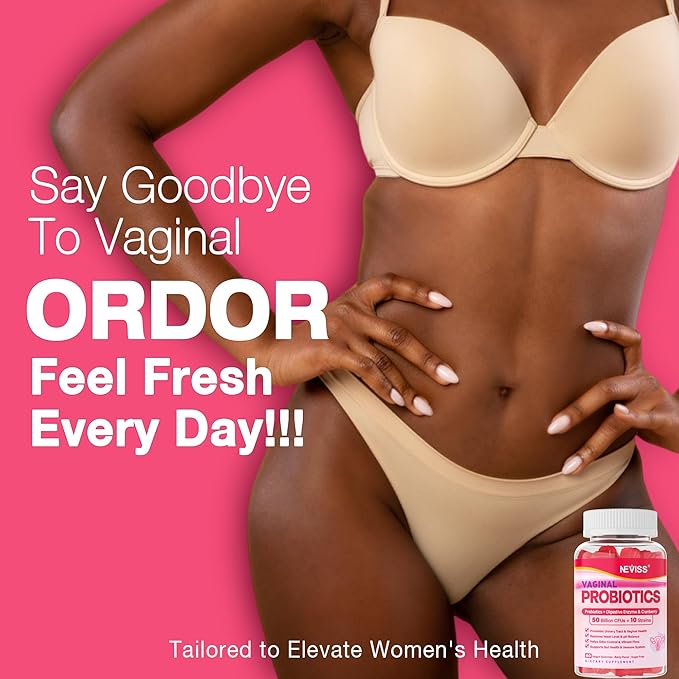 Vaginal Probiotics Gummies for Women PH Balance, Odor Control with Prebiotics, Cranberry, D-Mannose, Promotes Feminine Healthy Vaginal Flora, Urinary Tract, Yeast, Digestive Support, Sugar Free,60Cts
