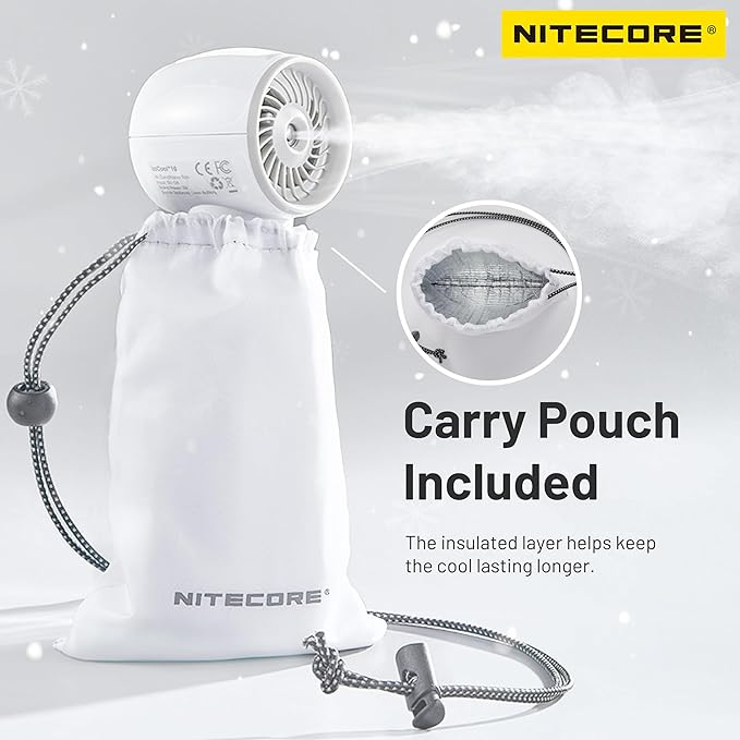 Nitecore izzCool 10 Pro Portable Air Humidifier Misting Fan Air Conditioner 4000mAh Water Spray Mist Cooling Fan Handheld Desktop (White)
