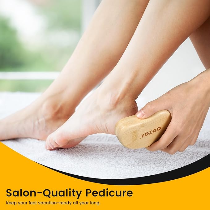 BEZOX Glass Foot Scrubber Shower(1 PCS) - Nano-Glass Pedi Egg Pumice Stone for Feet Dead Skin, Plastic-Free Pedicure Foot File Callus Remover - Bamboo Handle