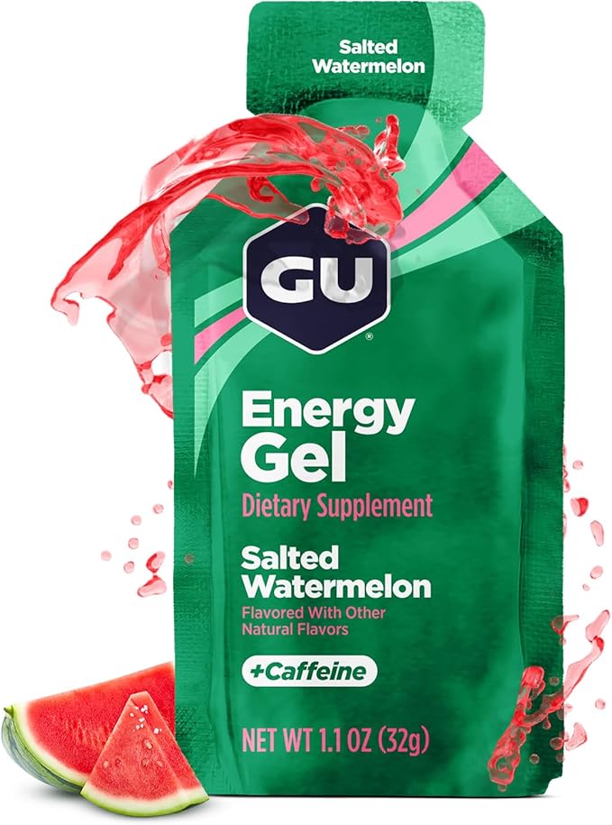 GU Energy Original Sports Nutrition Energy Gel, Vegan, Gluten-Free, Kosher, and Dairy-Free On-the-Go Energy for Any Workout, 24-Count, Salted Watermelon
