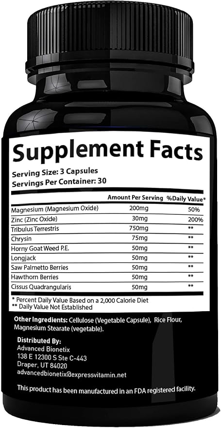Testosterone Booster Male Enhancement. #1 Recommended by Men Over the Age of 40* Increase Desire, Energy, Lean Muscle. Melt Away Fat with Zinc, Tribulus, Tongkat Ali, Horny Goat Weed & More