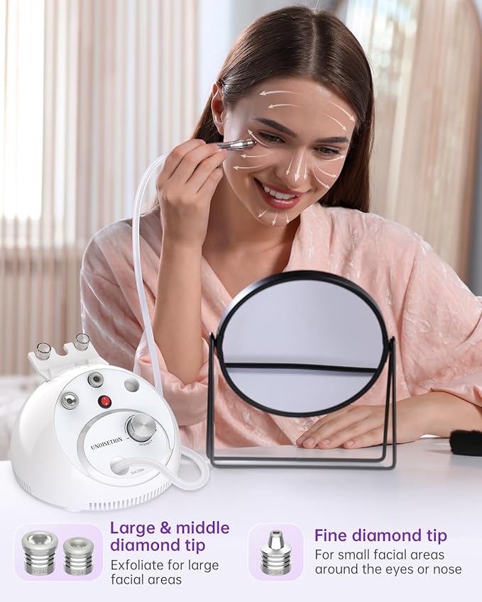 2 in 1 Desktop Blackhead Remover Vacuum, UNOISETION at-Home Dermabrasion Facial Machine for Exfoliation & Radiant Skin, Beauty Gifts for Women