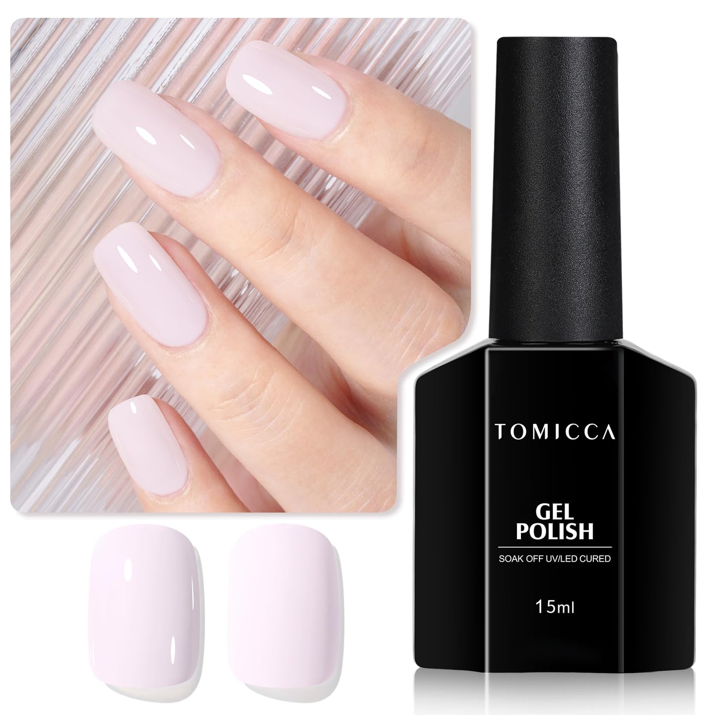 TOMICCA Gel Nail Polish, Milky Pink Gel Polish, Light Pink Nail Polish Gel, Milky White Gel Nail Art Manicure Salon DIY