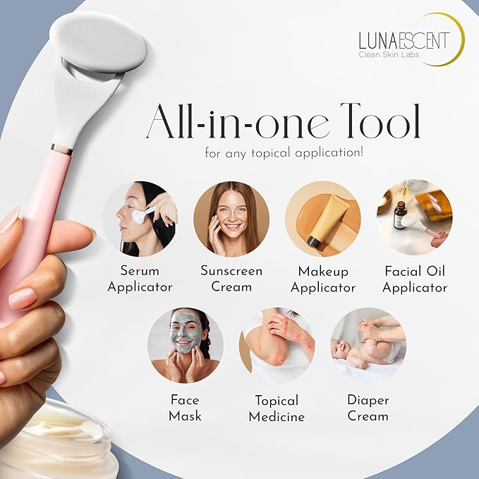 Serum Applicator for Face Lilac Pink Reusable Skincare Applicator Serums, Oils, Medicated Ointments, Sunscreen, Makeup, Face Cream Applicator, Cooling & Warming Face Massager Tool by LUNAESCENT