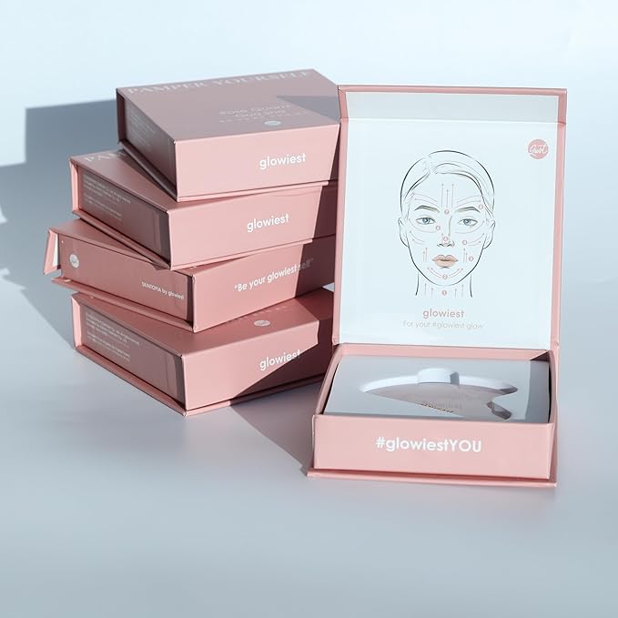 [glowiest] Rose Quartz Gua Sha for Face and Body: 100% Natural Rose Quartz | Lymphatic Drainage | Improving Fine Lines and Wrinkles - Muscle Relaxing