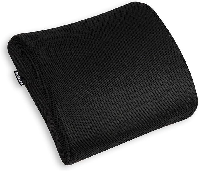 Mind Reader Lumbar Support Cushion for Office Chair and Car Seat, Memory Foam, Air-Cloud Technology, Posture Corrector, Versatile Lower Back Cushion, 13.5"L x 4"W x 12.25"H, Black