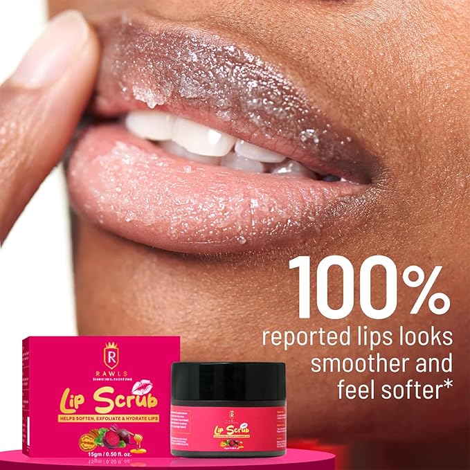 Lip Exfoliator Scrub and Moisturizer for Cracked Lip | Reduction in Dark Lips | Heals Dry Chapped Lips with Natural Ingredients Beetroot, Vitamin C, Honey Walnut and Chemical Free - 0.53 Oz