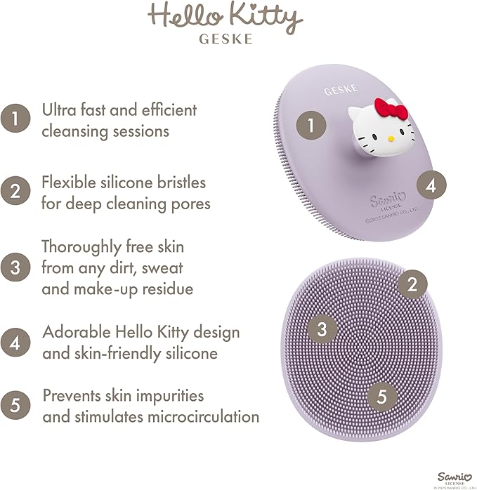 x Hello Kitty | SmartAppGuided 3-in-1 Professional Facial Brush | Soft Silicone With Handle | Gentle Cleansing for Routine Skincare