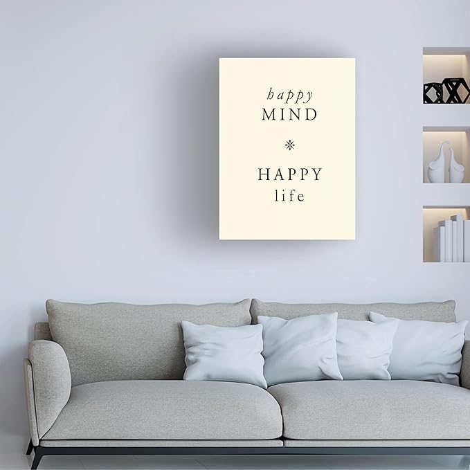 Trademark Fine Art Canvas Wall Art - Alicia Longley 'Happy Mindfulness I' Wall Art for Living Room, Bedroom, or Office Décor