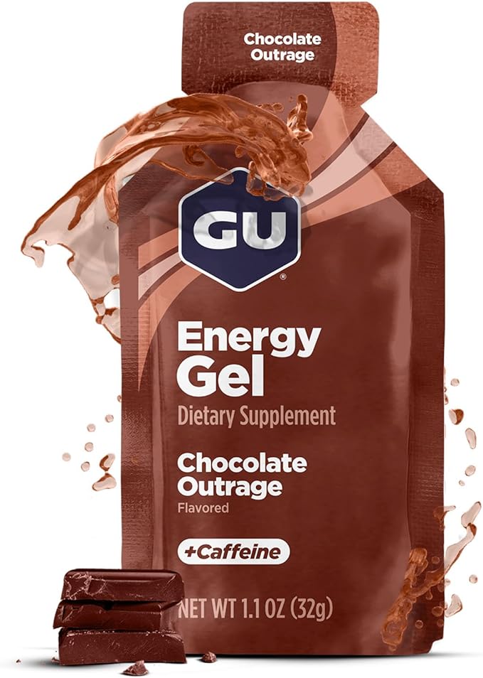 GU Energy Original Sports Nutrition Energy Gel, Vegan, Gluten-Free, Kosher, and Dairy-Free On-the-Go Energy for Any Workout, 24-Count, Chocolate Outrage