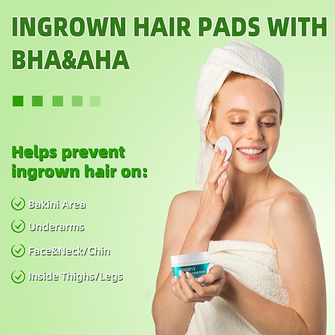 Ingrown Treatment Hair Pads, Ingrown Treatment Pads with AHA+BHA, Ingrown Hair Wipes For Bikini Area, Razor Bumps, Underarm , Exfoliate Skin,Ingrown Hair Serum for Face, Neck, 50 Pads