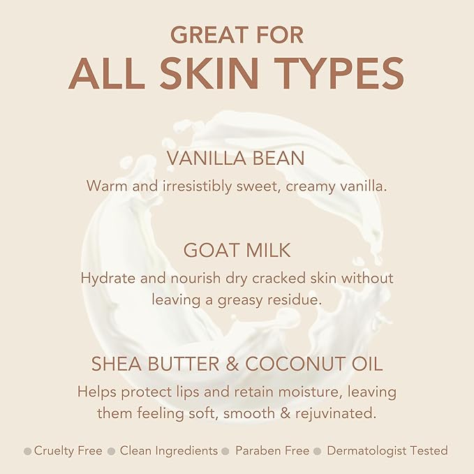 Dionis Goat Milk Lip Care Set – Original Sugar Lip Scrub & Overnight Mask + Vanilla Bean Overnight Lip Mask & Balm Duo for Deep Hydration and Chapped Lip Repair