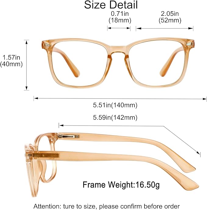 YEIN Bifocal Reading Glasses with Blue Light Blocking Lenses, Bifocal Reader for Women and Men, Vintage Square frame with Spring Hinge (+0.75/+3.25 magnification)