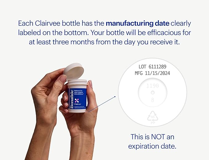 Clairvee by Bonafide. Vaginal Probiotic for Relief from Odor, Itching, & Discharge. — 3-Month Supply (45 Capsules)