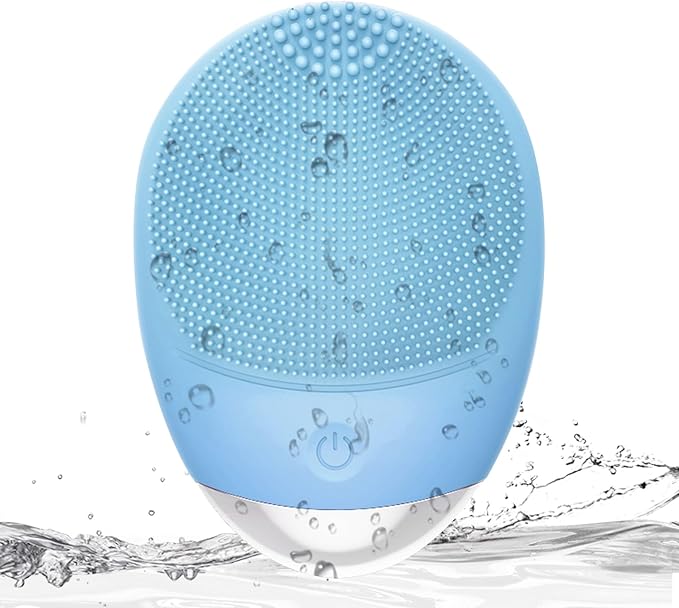 Facial Cleansing Brush, 3-in-1 Electric Soft Silicone Waterproof Face Scrubber, USB Rechargeable IPX7 Waterproof Sonic Vibrating Face Brush for Deep Cleansing, Gentle Exfoliating and Massaging