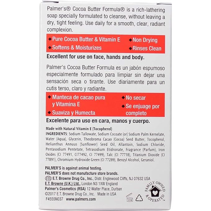 Palmer's Cocoa Butter Formula with Vitamin E, Daily Skin Therapy Cream Soap, 3.5 oz