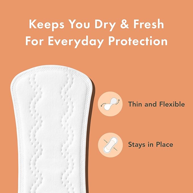 Rael Panty Liners for Women, Organic Cotton Cover - Regular Pantiliners, Light Absorbency, Unscented, Chlorine Free (Regular, 81 Count)