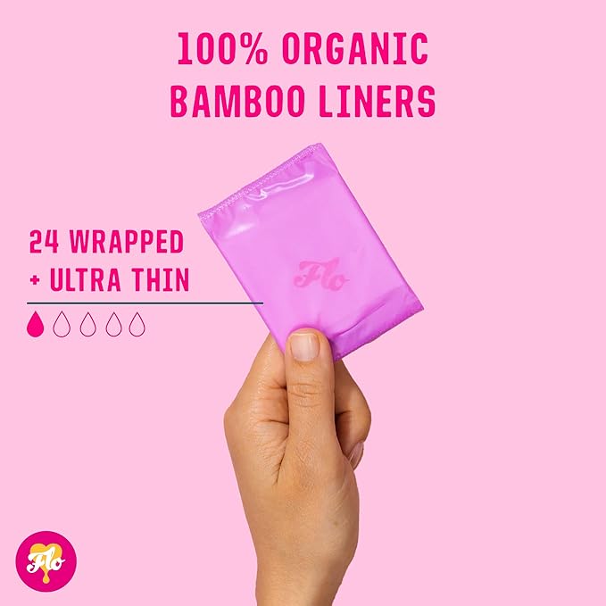 Flo Bamboo Daily Panty Liners Wrapped + Ultra Thin (24 liners)