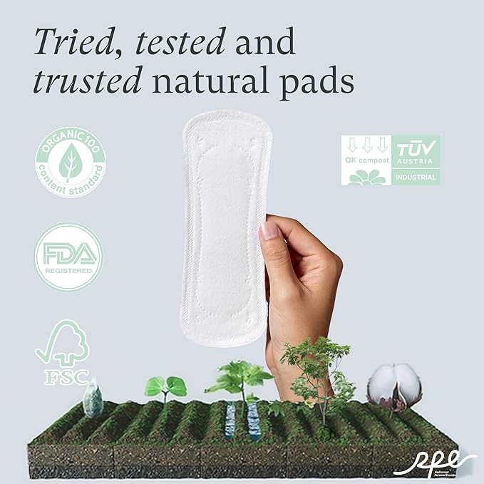 100% Organic Long Panty Liners for Women - 96ct, Ultra Thin Cotton Cover, Light Absorbency, Unscented Barely There Pantiliners (Long Liner, Size 2, 96ct)