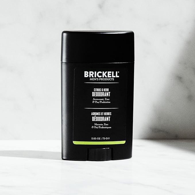 Brickell Men's Products Natural Deodorant For Men, Natural and Organic, Aluminum, Alcohol, and Baking Soda Free, 2.65 Ounce, Citrus & Herb