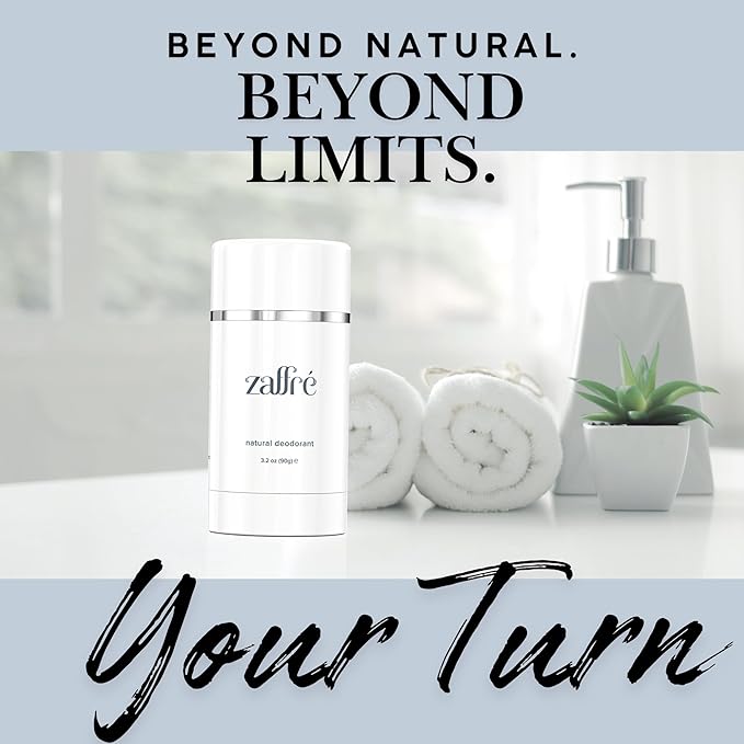 Zaffré Essentials Natural Deodorant | Aluminum-Free, Vegan, Clean Formula | BioShield Technology, Smooth Application | Unscented, 3.2 oz