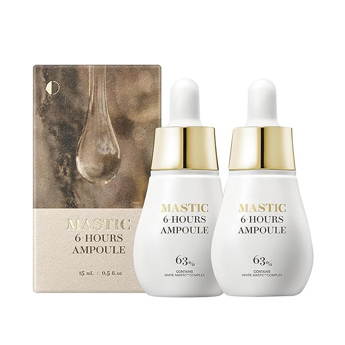 MASTINA Mastic Ampoule Serum Spoid Type Set(Dropper Type, 0.5fl oz, pack of 2),Fermented Mastic Gum. White Mastic Complex 63% + Tranexamic Acid 2% + Niacinamide 5%