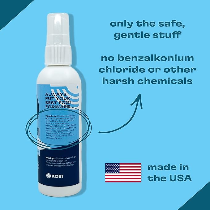 Kobi Natural Foot Deodorant Spray - No More Stinky Kid Feet - Eliminates Foot & Shoe Odor - Kid-Safe Ingredients - Mountain Mint