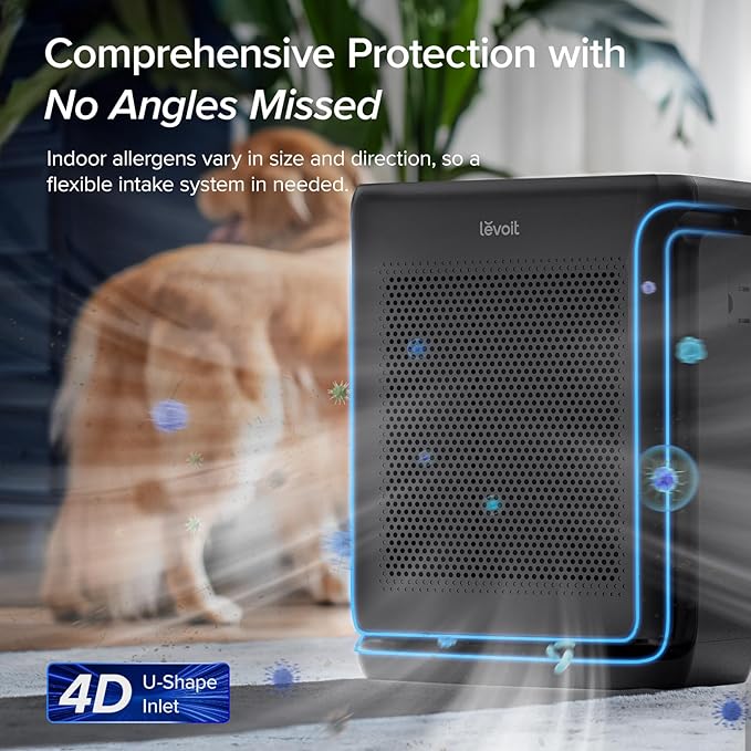 LEVOIT Air Purifiers for Home Large Room Up to 1878 Ft² with Washable Pre-Filter, AHAM VERIFIDE, Air Quality Monitor, HEPA Sleep Mode for Allergies, Pet Hair in Bedroom, Vital 200S-P, Black