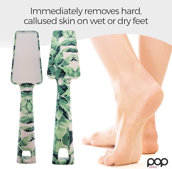 Pop Sonic Nano Glass Foot File (1 Unit) | Foot Callous Removal for Smooth, Soft Feet | Foot Scraper for Dead Skin Remover | Perfect Pedicure Tools at Home or Salon Use (Tropical Palm)