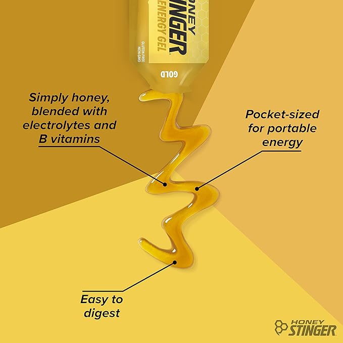 Honey Stinger Gold Energy Gel | Gluten Free & Caffeine Free | For Exercise, Running and Performance | Sports Nutrition for Home & Gym, Pre and Mid Workout | 12 Pack, 13.2 Ounce