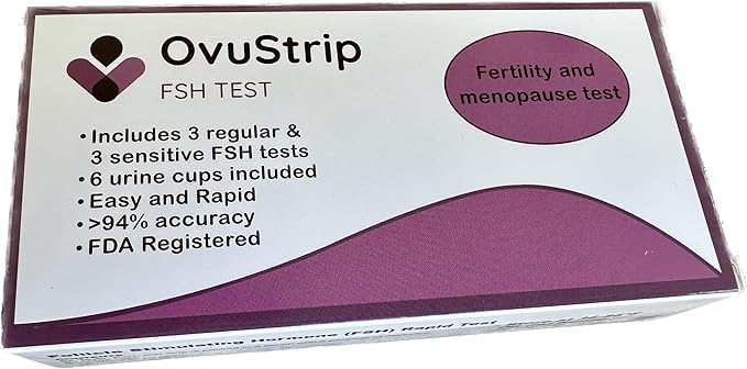 FSH (Follicle stimulating Hormone)- The ONLY Rapid Urine Test That has Both 3 Ultra-Sensitive Tests (10mIU/ml) + 3 Regular Tests * FDA Registered *Checks Ovarian Reserve *Tests for Menopause