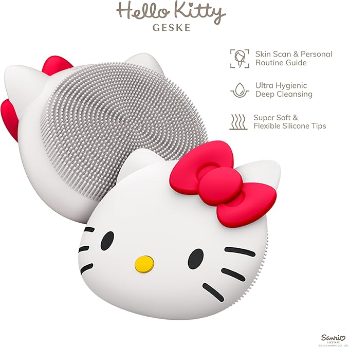 x Hello Kitty SmartAppGuided Facial Brush | 3 in 1 | Skin Cleansing Silicone | Routine Skincare | Gentle Cleansing | Facial Cleanser
