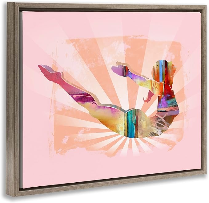 Stupell Industries Abstract Mindfulness Exercise Framed Floater Canvas Wall Art Design by Tim Parker, Brown Floater Frame, 31 x 25