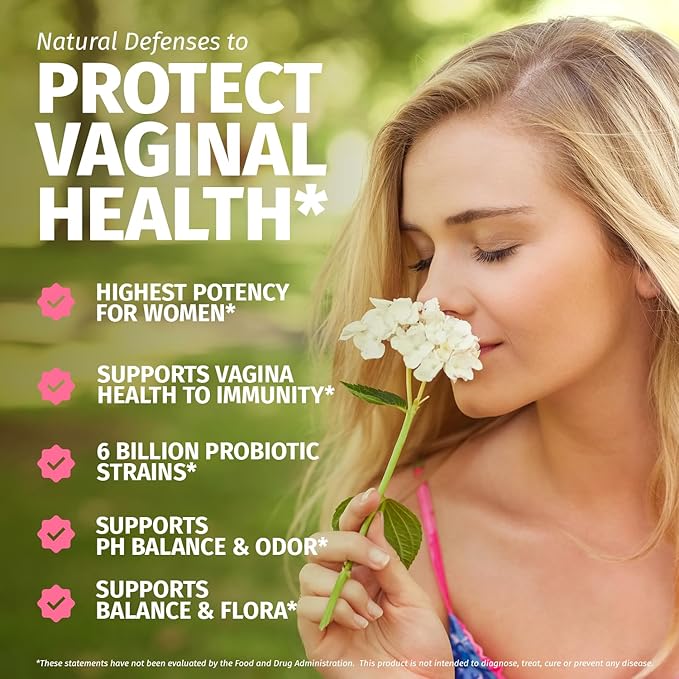 Vaginal Probiotics for Women pH Balance, Vaginal Odor Control with Prebiotics & Lactobacillus Blend - Womens Health Supplement Healthy Vaginal Flora Support 60 Capsules