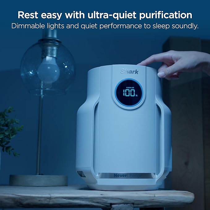 Shark NeverChange Air Purifier Compact Pro, Long-Lasting HEPA-Exceeding Filtration, For Pet Dander, Dust, Smoke, Allergens, Up to 250 sq. ft., Odor Neutralizer, Bedroom, Nursery, Dorm, HP072 (2025)