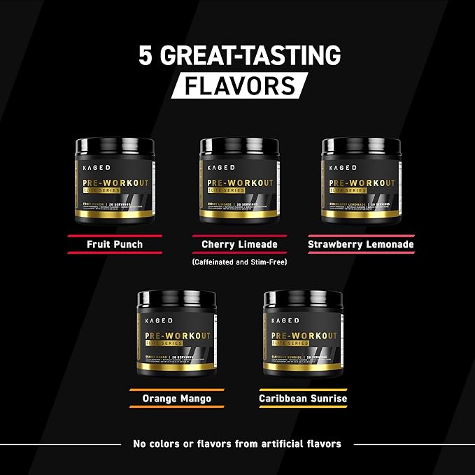 Kaged Pre Workout Powder Pre-Workout Elite for Men & Women, High Stimulant for Energy, Focus, Pumps, L-Citrulline, Beta Alanine, Creatine & 388mg of Organic Caffeine, Cherry Limeade