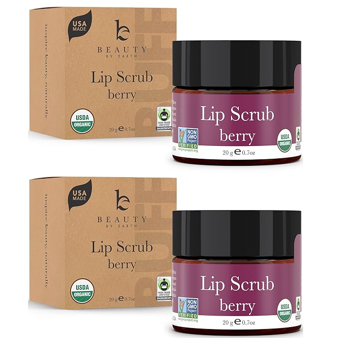 Lip Scrub Berry - USA Made Sugar Lip Scrubber Exfoliator with Natural & Organic Ingredients