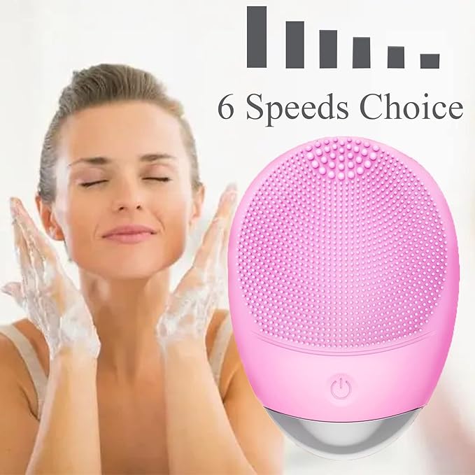 Facial Cleansing Brush, 3-in-1 Electric Soft Silicone Waterproof Face Scrubber, USB Rechargeable IPX7 Waterproof Sonic Vibrating Face Brush for Deep Cleansing, Gentle Exfoliating and Massaging