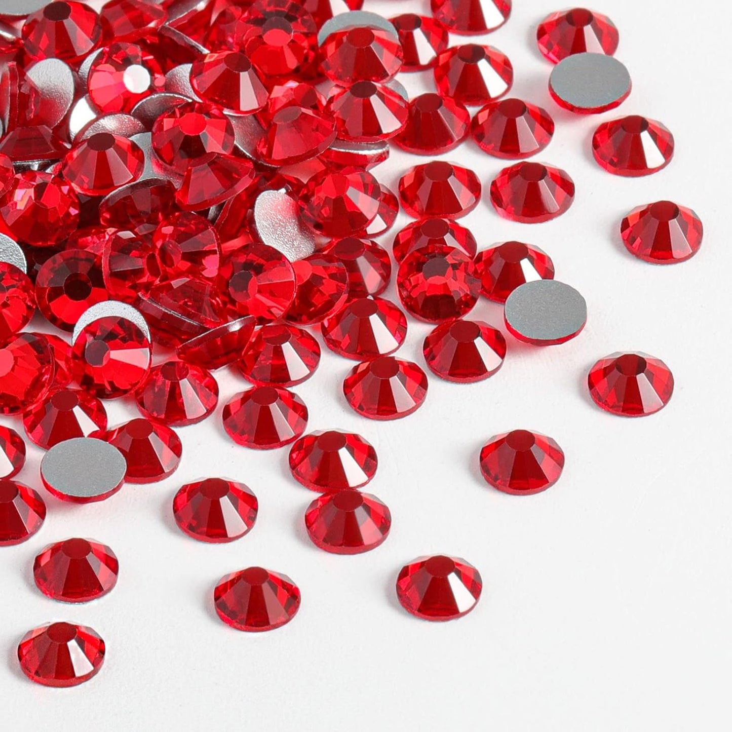 Beadsland 288pcs Flat Back Crystal Rhinestones Round Gems for Nail Art and Craft Glue Fix,Light Siam,SS34,7.1-7.3mm
