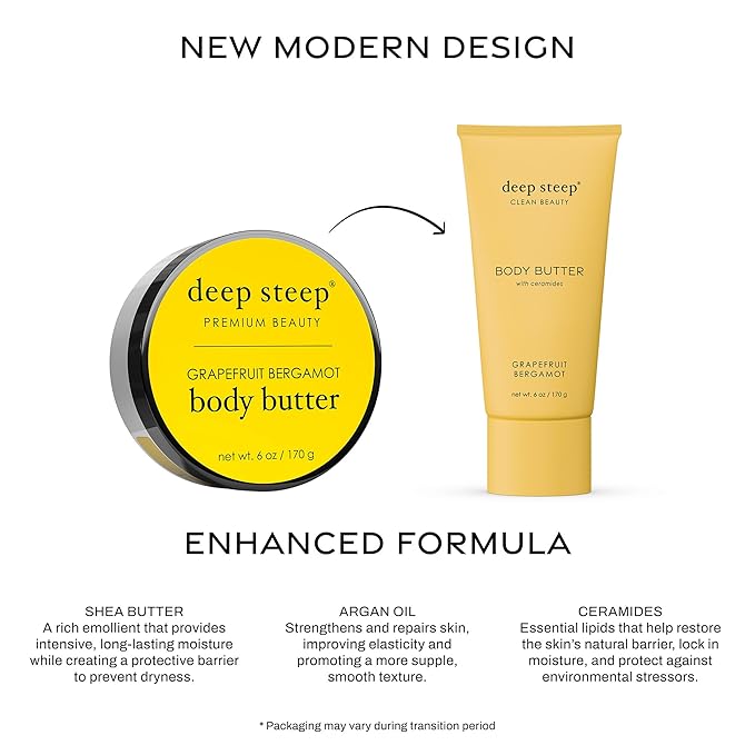 Deep Steep Body Butter with Ceramides for Intense Moisture 6oz (6 Ounces (Pack of 1), Grapefruit Bergamot)