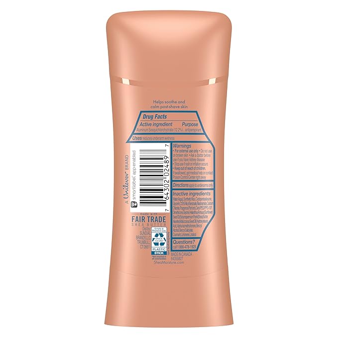 SheaMoisture Antiperspirant Deodorant Stick Soothing Vitamin E & Kukui Nut Oil, 2 count for 48HR Sweat & Odor Protection with No Parabens & No Mineral Oil 2.6 oz