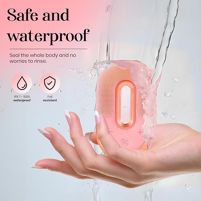 Electric Facial Cleansing Brush- 3 in 1 Multifunctional Face Cleanser Brush, Exfoliator & Massager - Vibrating Face Scrubber- Face Wash Brush with Wireless Charger, Pink
