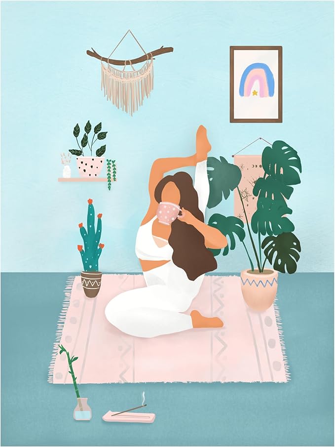 Trademark Fine Art Canvas Wall Art - Petra Lizde 'Yoga Time' Wall Art for Living Room, Bedroom, or Office Décor