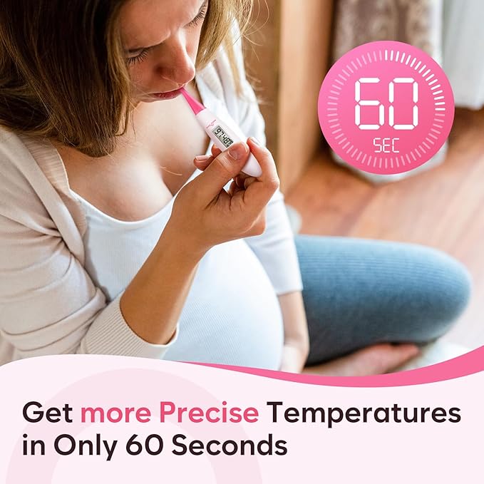Easy@Home 25 Pack Ovulation Test Strips + Basal Body Thermometer EBT-018 Pink