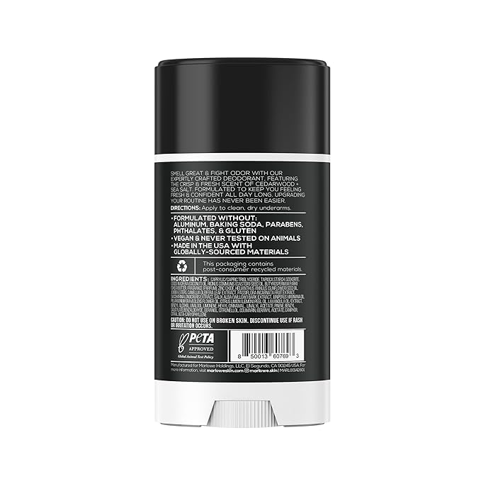 No. 024 Deodorant 2.5 oz, Jojoba Esters, Coconut Oil, Shea Butter & Tapioca Starch for Odor Protection, Formulated without Aluminum & Baking Soda, Fresh & Zesty Cedarwood + Sea Salt Scent